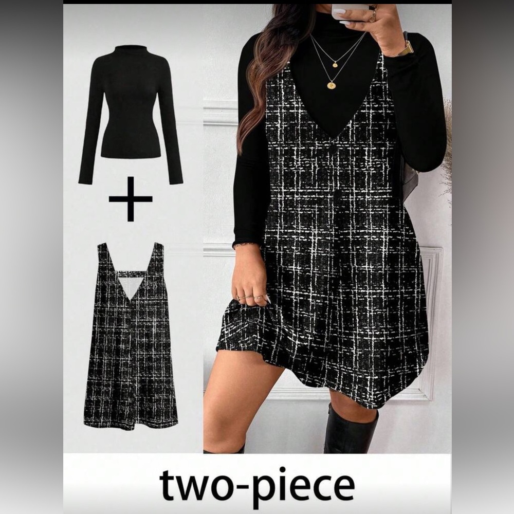 SHEIN Black and White Two-Piece Dress